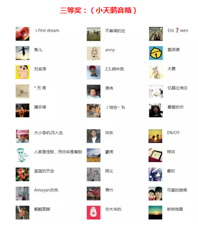 中奖名单