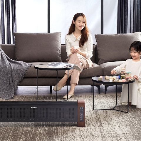 艾美特移动地暖wd22-a4 踢脚线取暖器 暖风机 黑色(支持huawei hilink