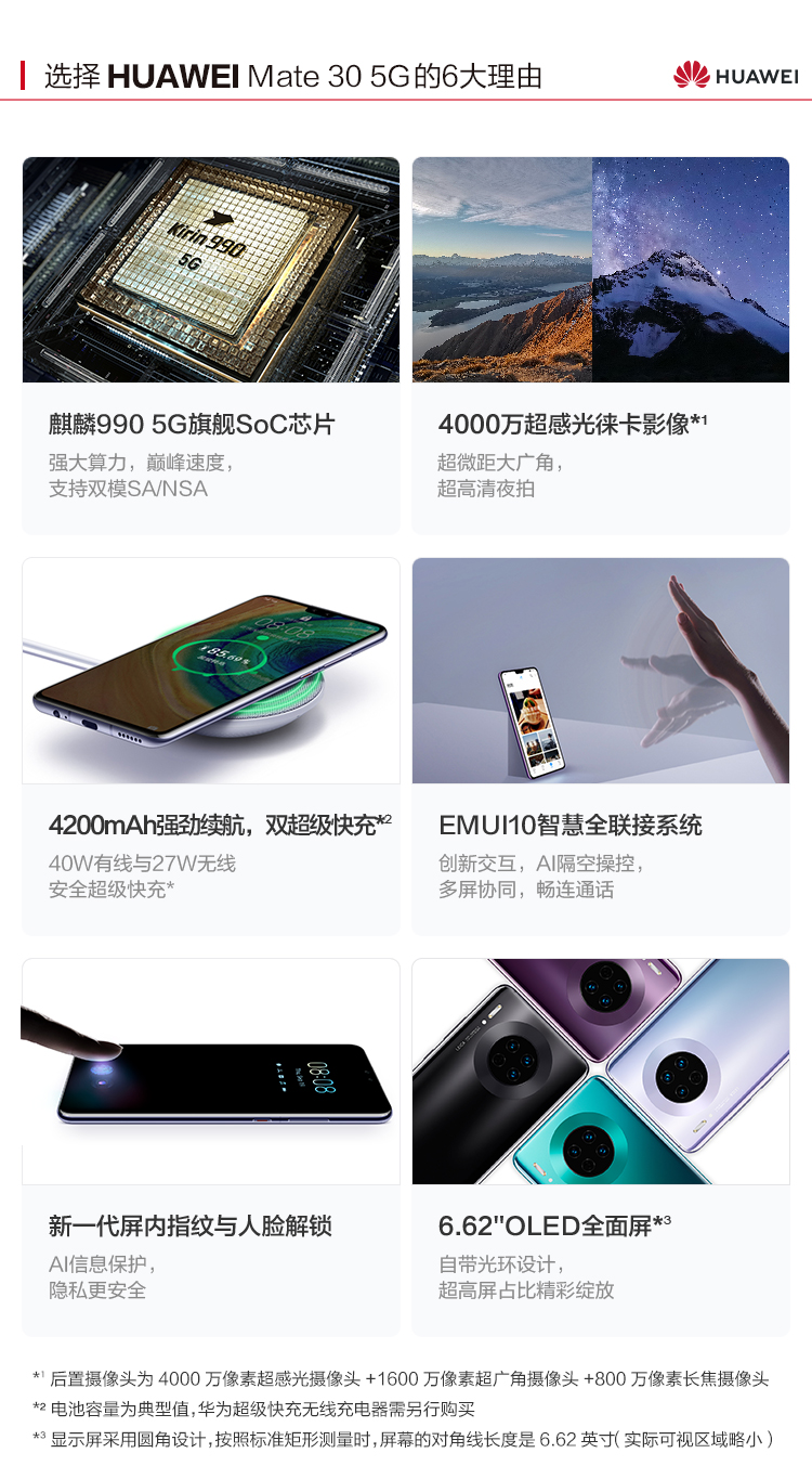 HUAWEI Mate 30 5G 全网通8GB+128GB（亮黑色）