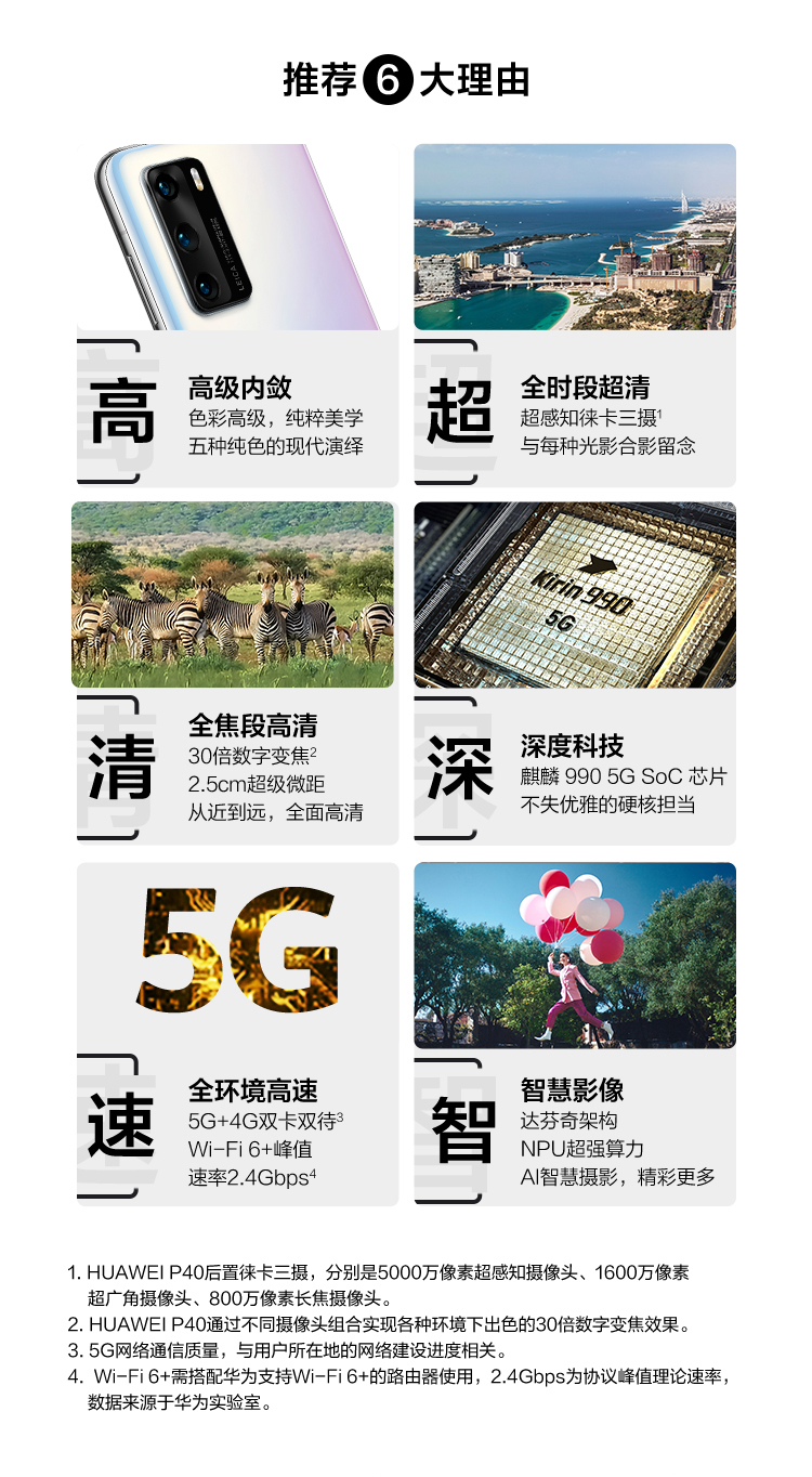 HUAWEI P40 5G 全网通6GB+128GB（深海蓝）